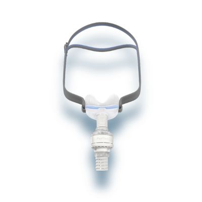 Front perspective of ResMed AirFit N30 nasal CPAP mask pack for AirMini travel CPAP