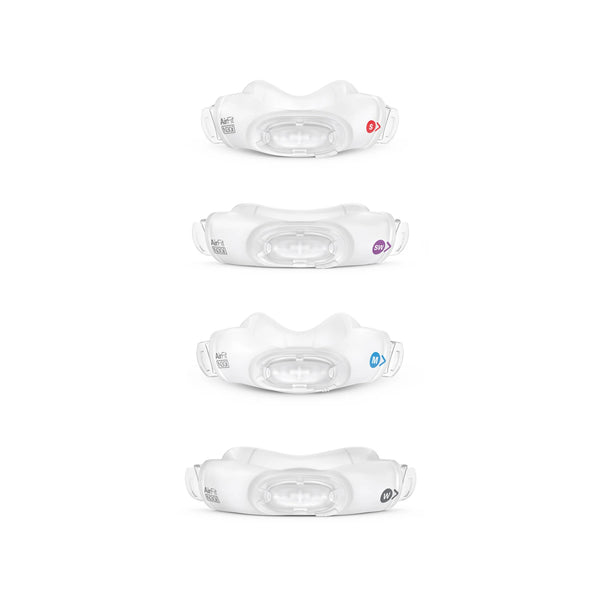 ResMed AirFit N30i nasal cradle replacement cushions displayed in all available sizes