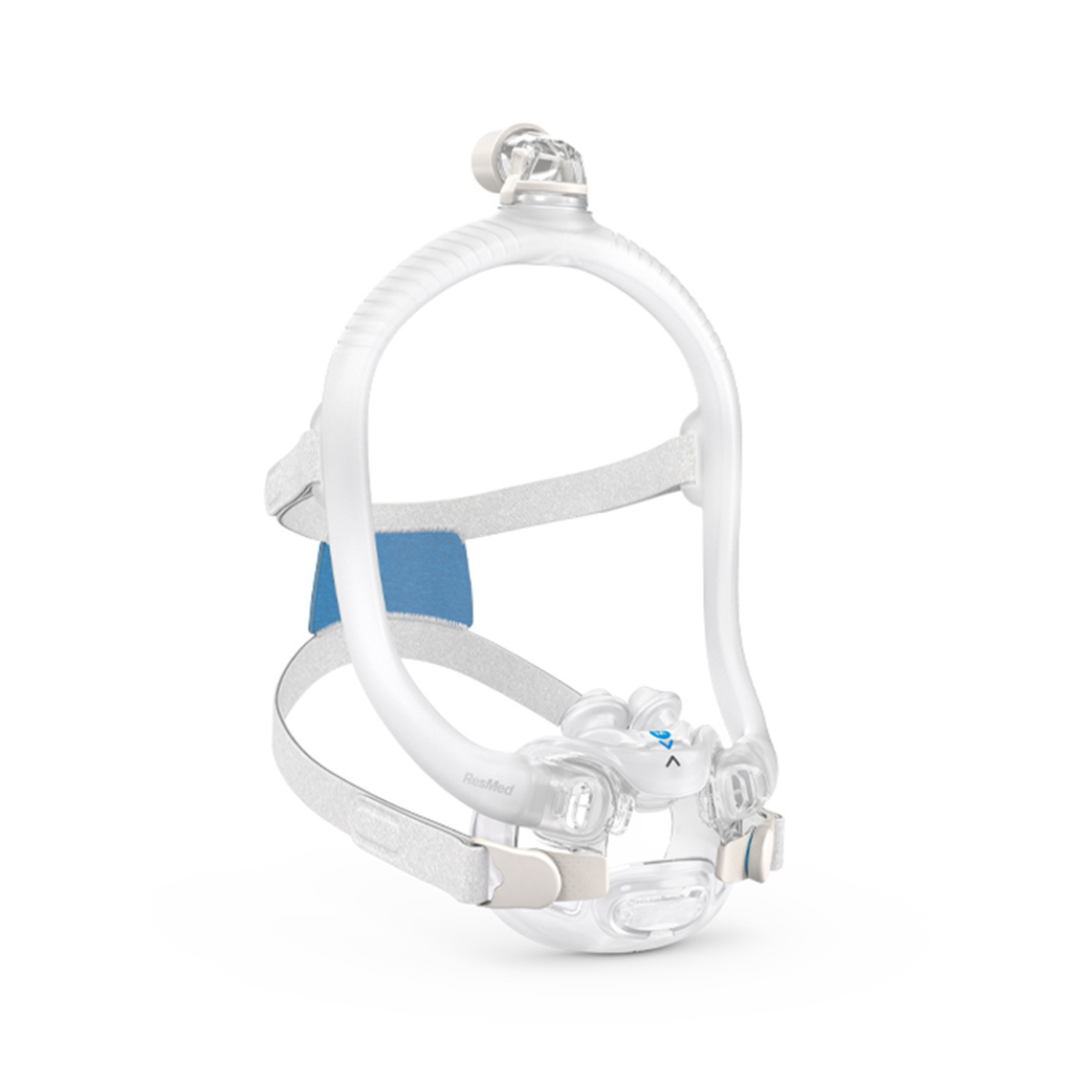 Right side profile of ResMed AirFit X30i hybrid CPAP mask showing top-of-head connection