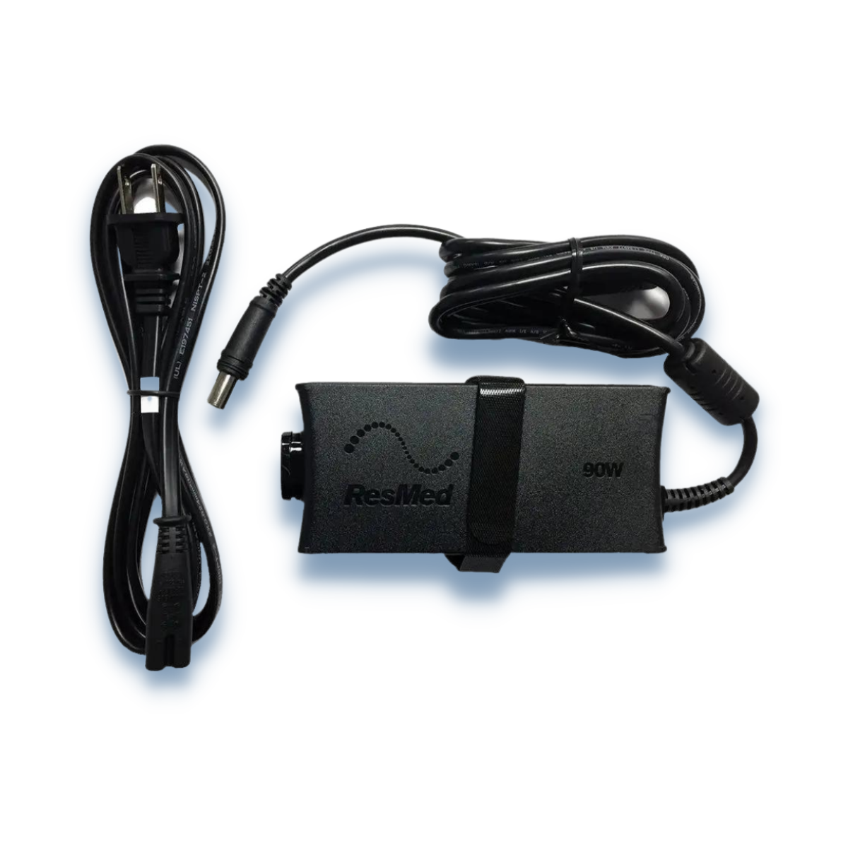 ResMed AirSense 10 90W power supply adapter unit showing connection cables