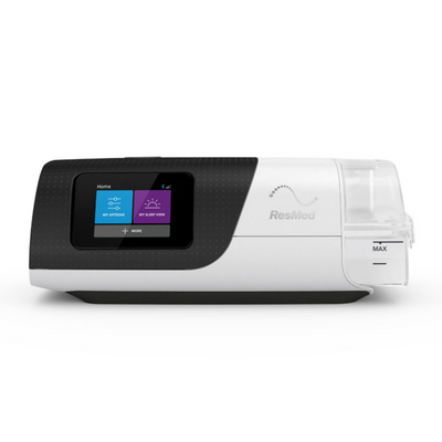 Refurbished ResMed AirSense 11 AutoSet APAP machine with integrated HumidAir, front view