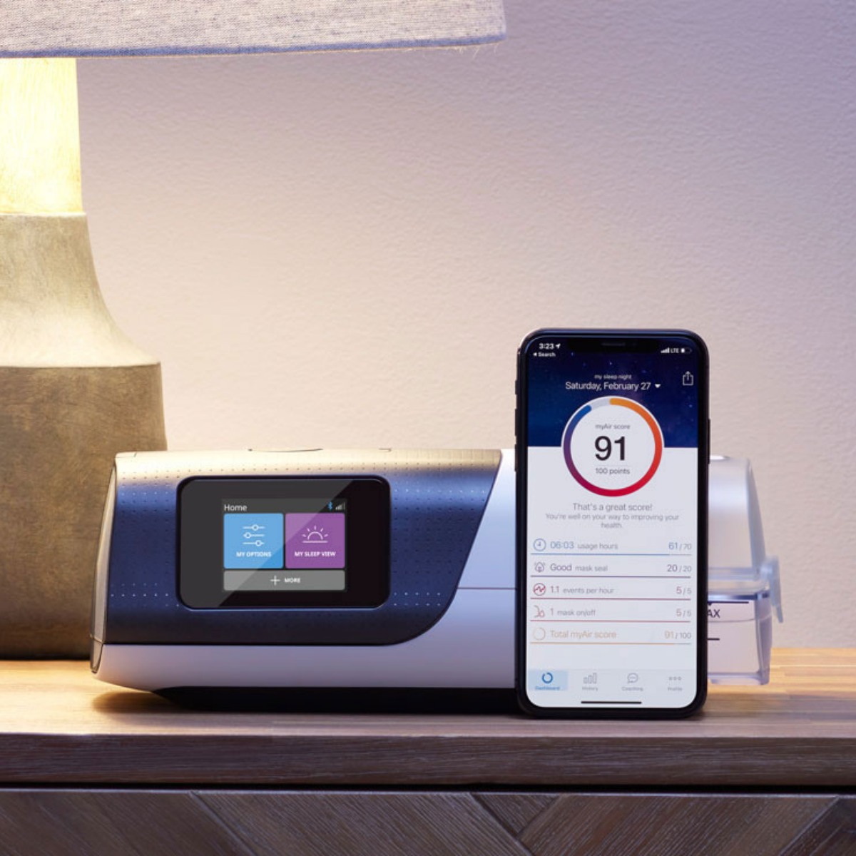 ResMed AirSense 11 and MyAir Phone App - on Nightstand