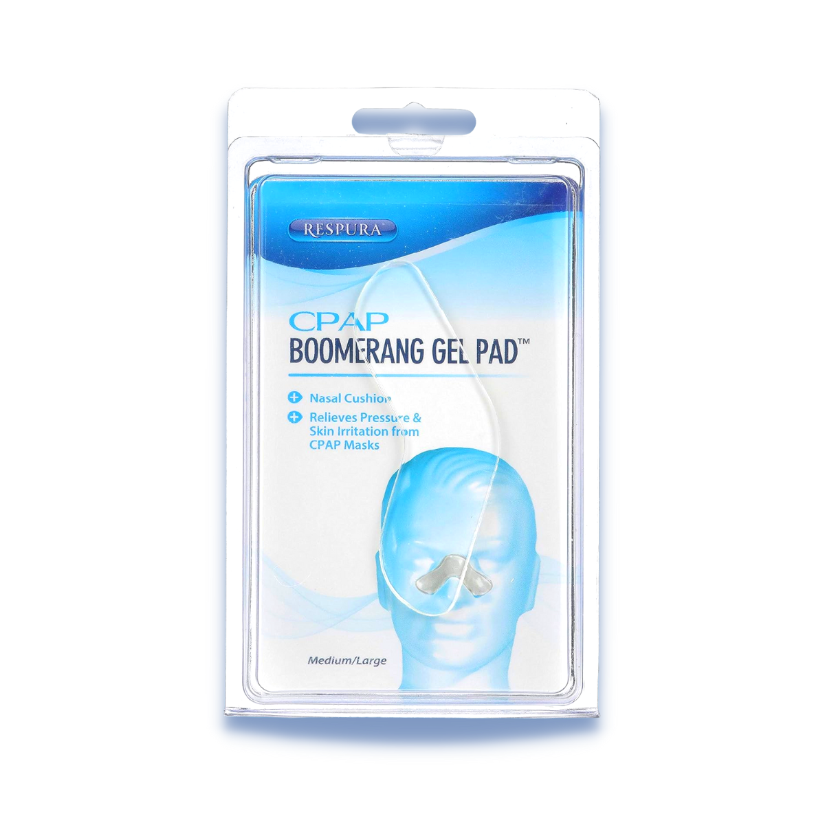Boomerang gel pad nasal protector in size medium-large for CPAP skin protection