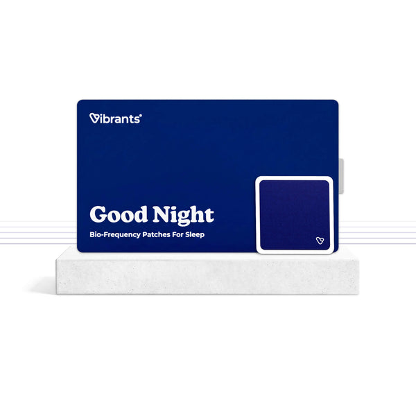Retail package of Vibrants Bio-Frequency Good Night Patches for restful, natural sleep