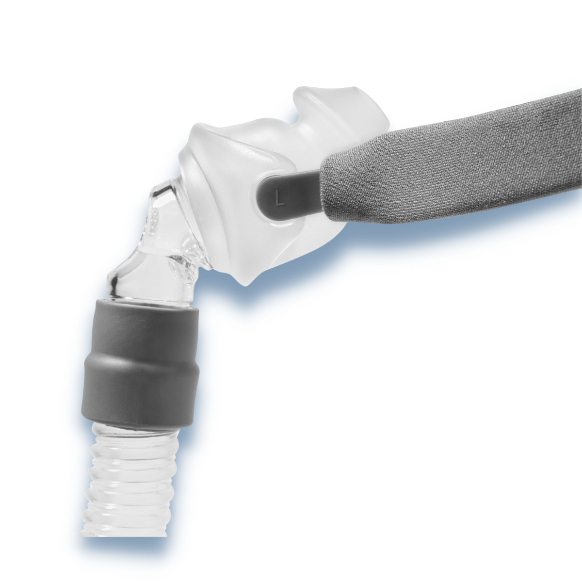Rio II nasal pillow CPAP mask, close side view