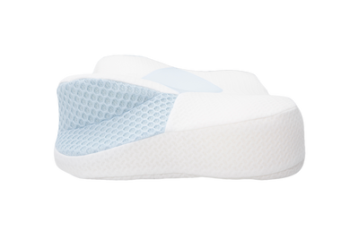Graphic illustrating cooling memory foam and breathable airflow channels in Sleep Again pillow