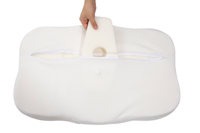 Removable contour foam inserts for adjusting loft height on Sleep Again cervical pillow