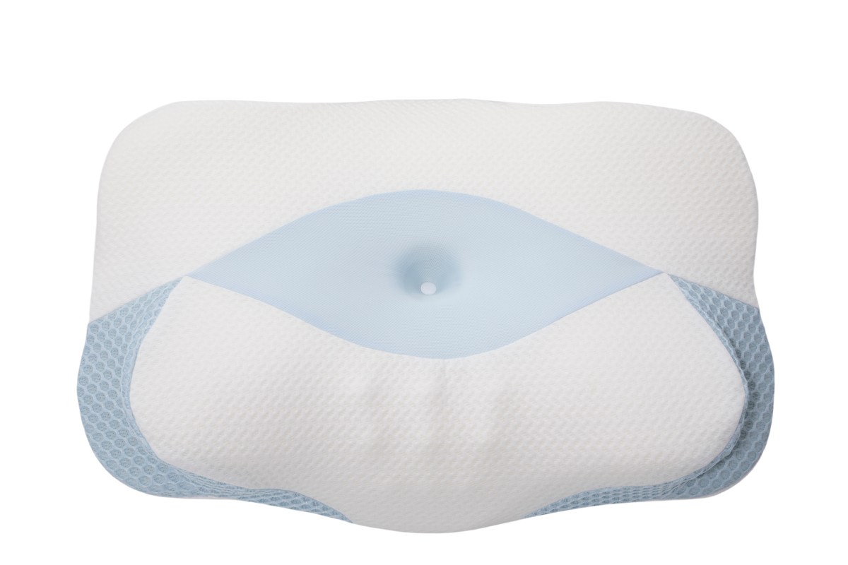 Sleep Again ergonomic cervical contour head pillow with cooling bamboo zipper cover