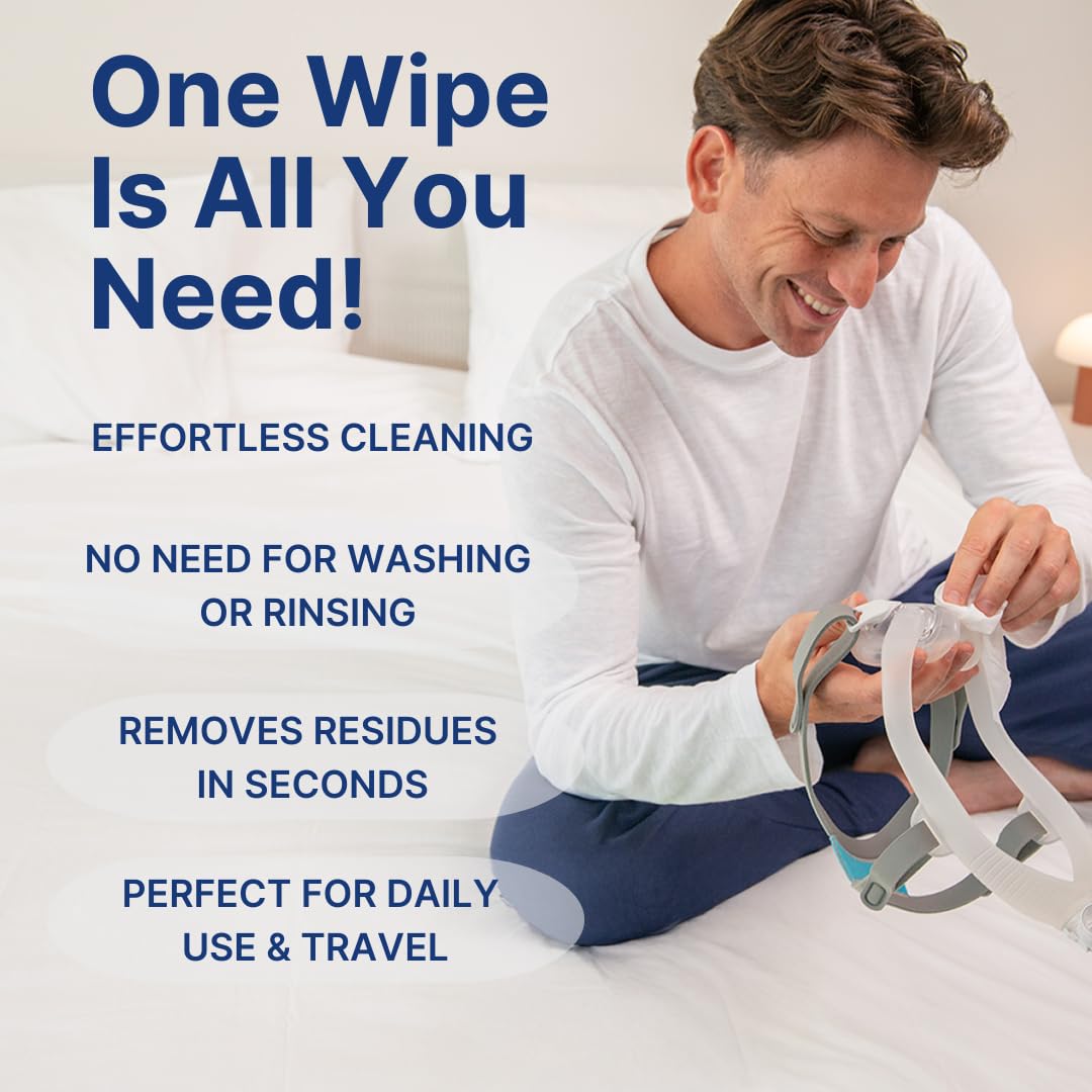 Man cleaning a device with text highlighting ease of use and benefits