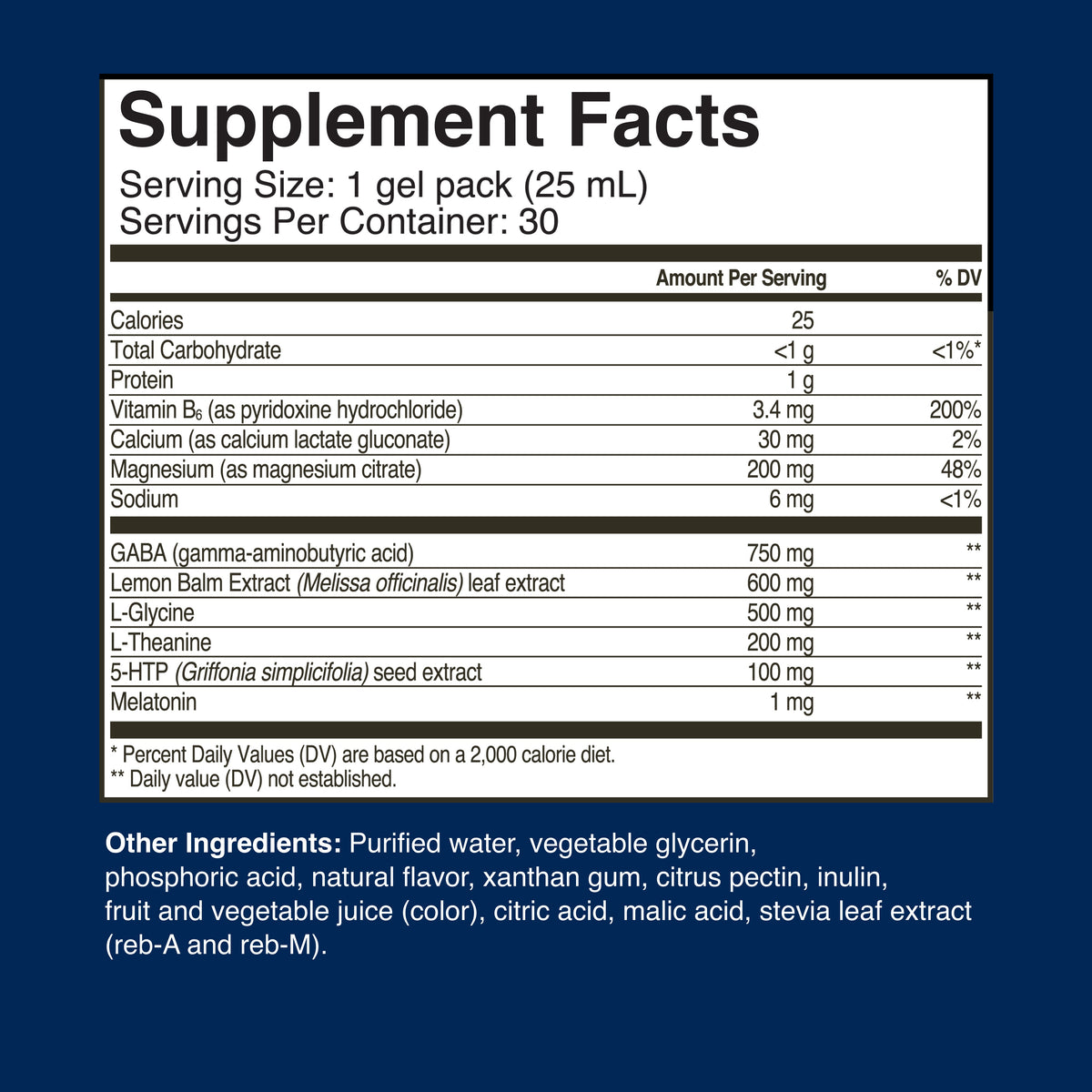 Supplement facts panel and active sleep botanicals list on HealthyCell REM Sleep MicroGel