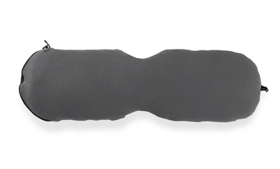 Top-down view of HEST Pro travel pillow in sleep mode displaying dual-layer contour foam