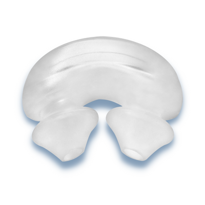 Top view of React Health Rio II nasal pillow cushion with dual-wall silicone seal