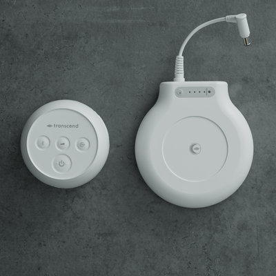 Transcend PowerAway rechargeable battery placed alongside ultra-compact Transcend Micro CPAP
