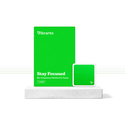 Vibrants Bio-Frequency sample patches displayed showcasing wearable frequency technology