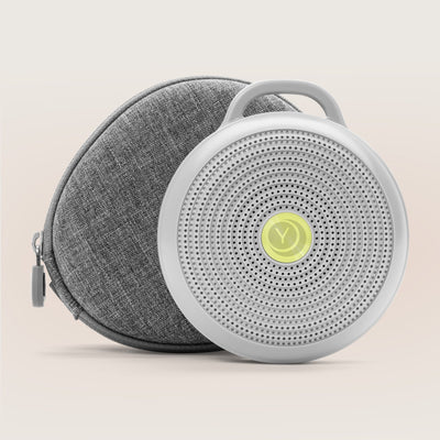 Yogasleep Hushh compact portable white noise machine with zippered linen travel case bundle