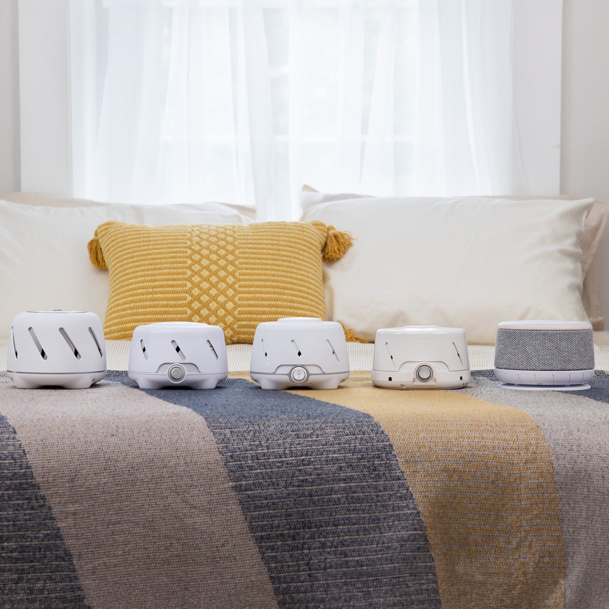 Yogasleep natural acoustic sound machine collection featuring the modern Dohm Nova model