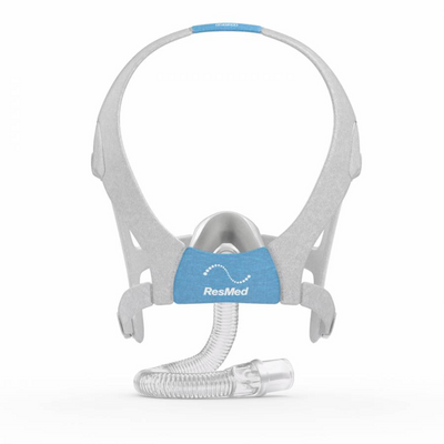Rear view of ResMed AirTouch N20 nasal CPAP mask showing breathable magnetic headgear straps