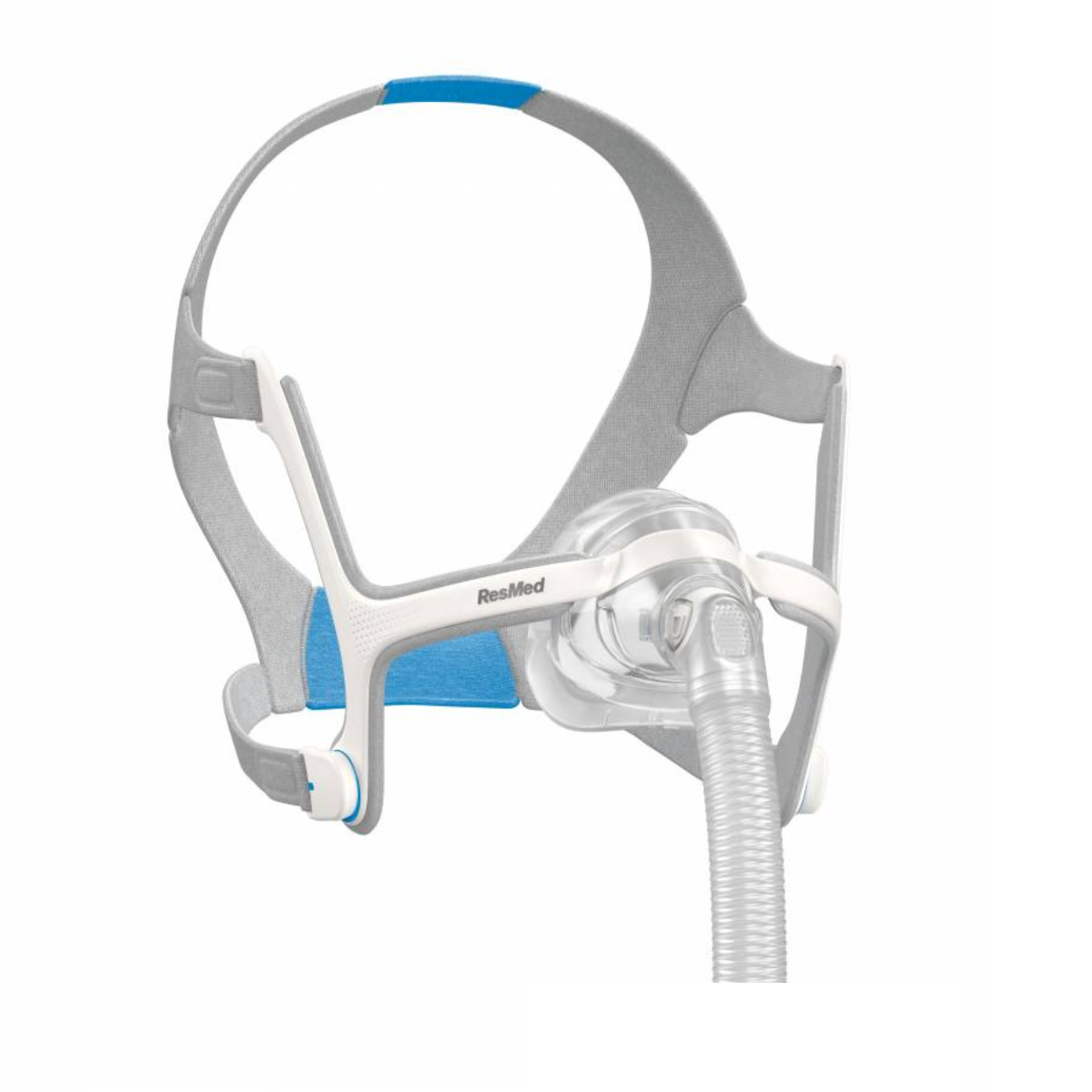 Side profile of ResMed AirTouch N20 nasal CPAP mask with memory foam cushion and headgear