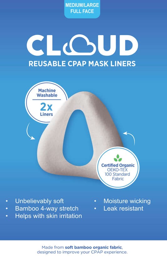 CLOUD organic bamboo fabric full-face CPAP mask liner in size medium-large