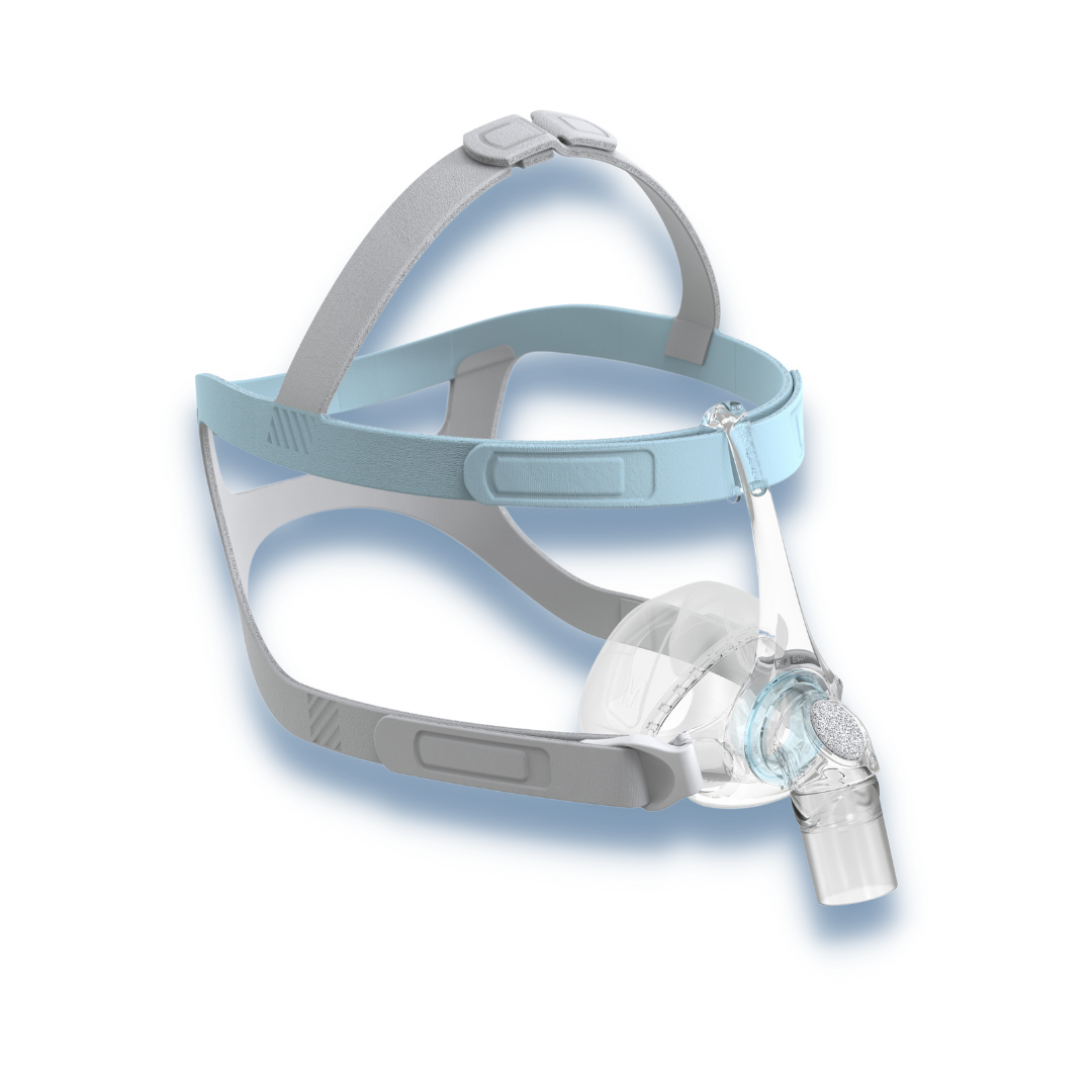 Side profile of Fisher & Paykel Eson 2 nasal CPAP mask showing ergonomic adjustable headgear