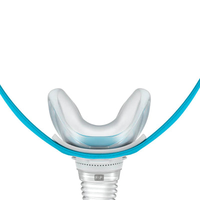 Top-down view of Fisher & Paykel Evora nasal CPAP mask and breathable CapFit headgear structure