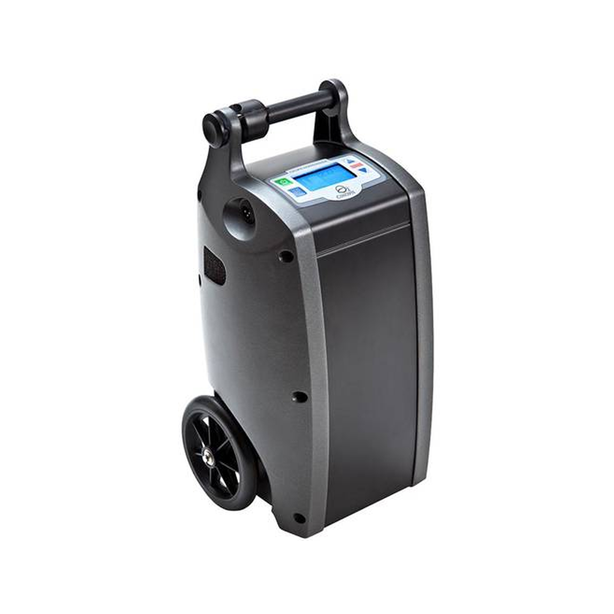 Front display panel and control buttons of O2 Concepts Oxlife Independence portable oxygen concentrator