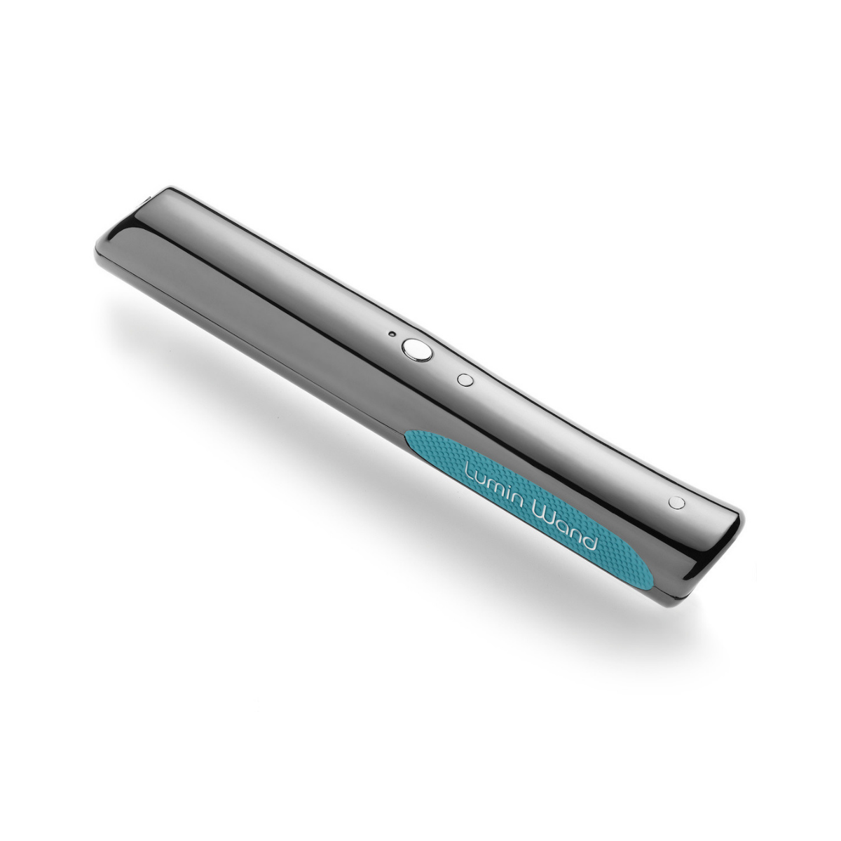 Top view of Lumin Wand cordless handheld UV-C sanitizing device showing safety controls