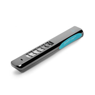 Ergonomic grip and power switch on Lumin Wand portable UV disinfection device