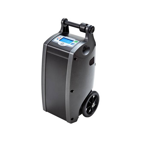 O2 Concepts Oxlife Independence portable oxygen concentrator dual battery system on rolling cart