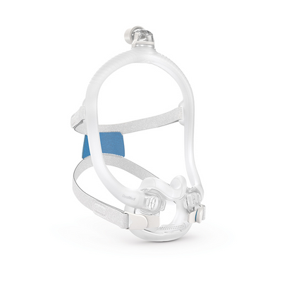 ResMed AirFit F30i minimal-contact full-face CPAP mask with top-of-head tube connection, front view