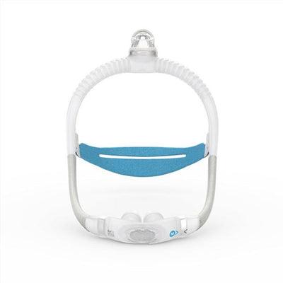 ResMed AirFit P30i nasal pillow CPAP mask starter pack with hollow frame and top-of-head connection, front view