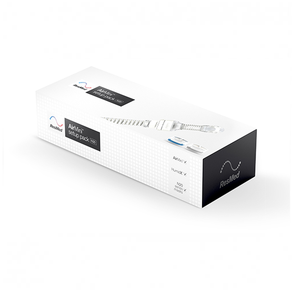 ResMed AirMini N20 setup pack with flexible tube and HumidX cartridge