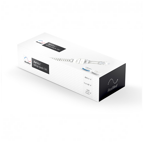 ResMed AirMini N20 setup pack with flexible tube and HumidX cartridge