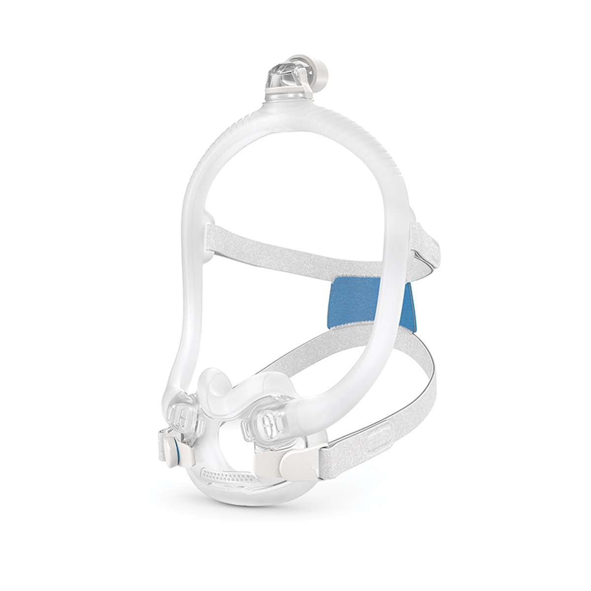 Side profile of ResMed AirFit F30i full-face CPAP mask and hollow SpringFit frame