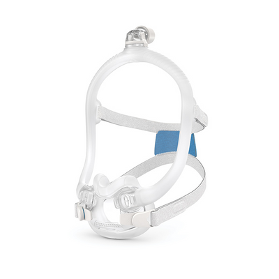 Side profile of ResMed AirFit F30i full-face CPAP mask and hollow SpringFit frame